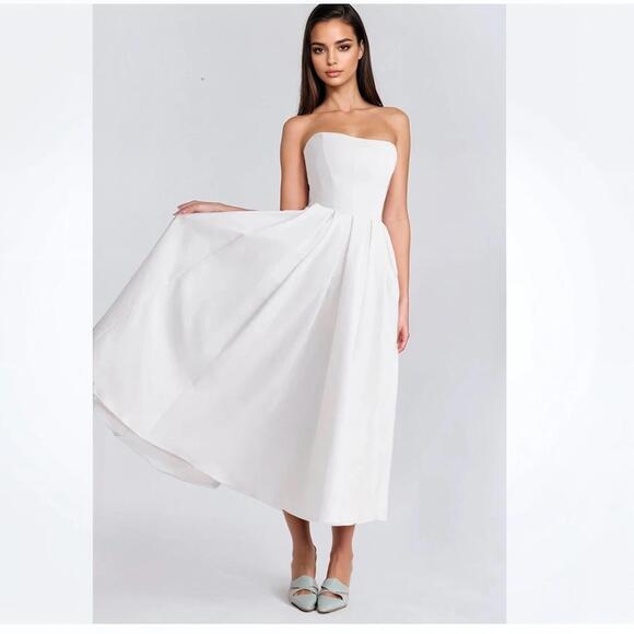 HOUSE OF CB Dresses & Skirts - HOUSE OF CB 'Audrey' White Strapless Midi Sundress /Size S